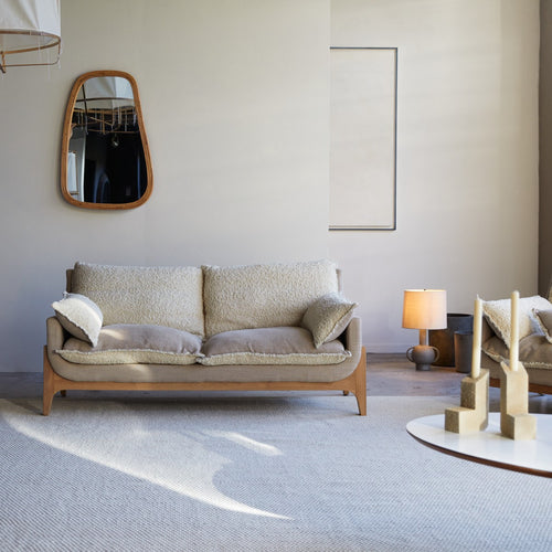 Tikamoon 2-zitsbank van massief eikenhout en linnen - Beige - vtwonen shop