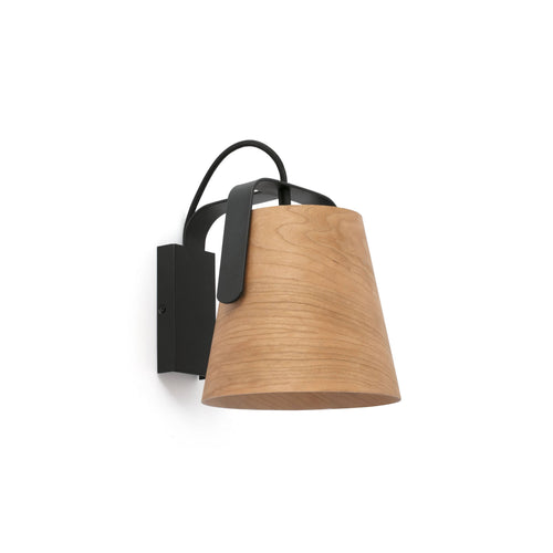 Faro Stood - 1 Light Indoor Wandlamp Zwart, Hout, E27