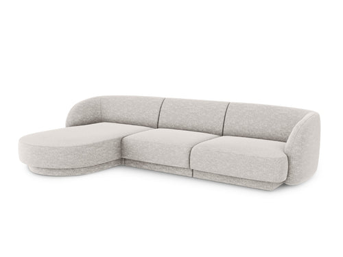 Micadoni linker hoekbank Miley 4-zits, chenille, lichtgrijs - 156x255x70cm