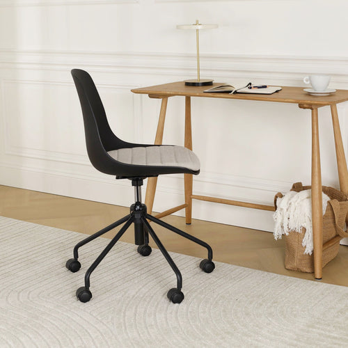 Nolon Nout-Liv Bureaustoel Zwart - Beige Kussen - Zwart Onderstel - vtwonen shop