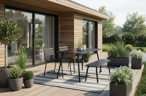 MaximaVida metalen tuinset Max 150 cm zwart -4-delig bank zonder rugleuning - vtwonen shop