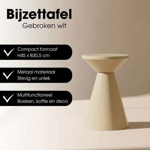 Mica Decorations Jim Bijzettafel - Bijzettafel Rond H45 x Ø31 cm - Ijzeren Tafeltje voor Woonkamer of Slaapkamer - Plantentafeltje - Nachtkastje