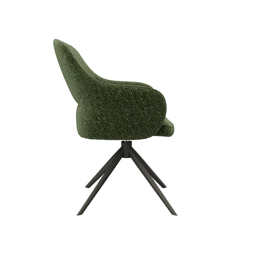 LABEL51 Eetkamerstoel Bern - Donkergroen Bouclé - Draaibaar - vtwonen shop