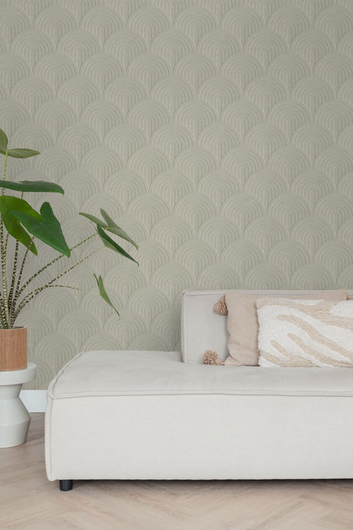 ESTAhome behang 3D-motief vergrijsd groen - 53 cm x 10.05 m - 131111