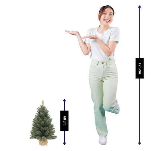 Triumph Tree Forest Frosted Kunstkerstboom H60 x D46 cm - Kunstboom in Jute Zak - Kunst Kerstboom voor Binnen - 64 Tips - Groen