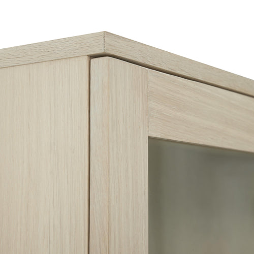 Furnhouse vitrinekast Kerteminde - Witte olie - MDF, Eikenfineer, Glas - 45x100x190