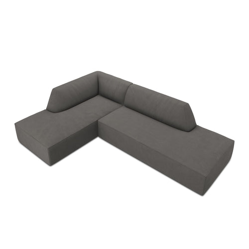 Cosmopolitan Design - Modulaire hoekbank links Siena 4-zits, ribfluwelen donkergrijs - 180x273x69cm