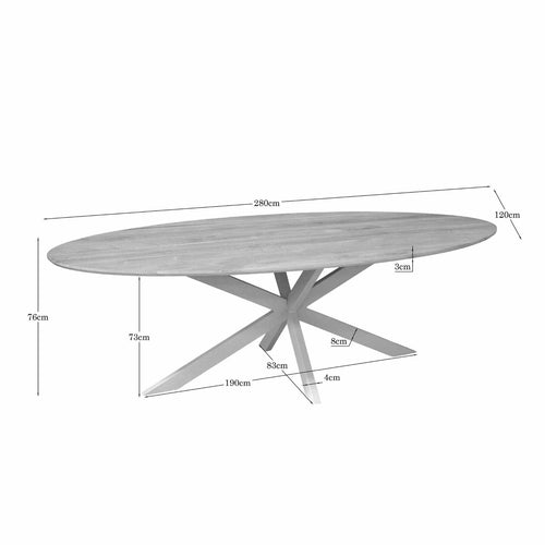 Starfurn Eettafel Ferris - Ovaal Zand/Eikenhout - 280x120x76cm
