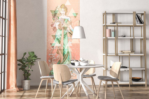 Sanders & Sanders fotobehang grafisch roze en groen - 100 x 280 cm - 611810