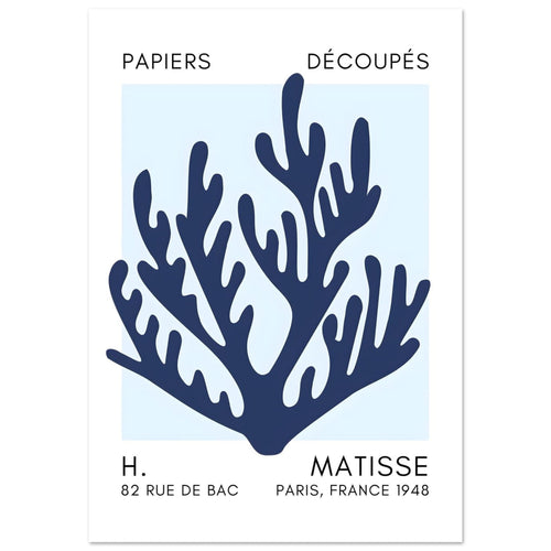Artfulprints  Matisse – Coral harmony navy blue I   poster 50x70 cm