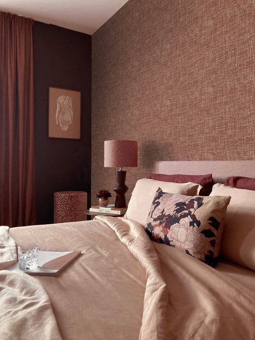 Origin Wallcoverings behang geweven linnenstructuur roodbruin - 50 x 900 cm - 348051