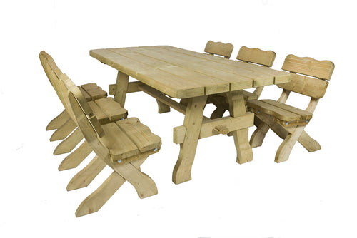 MaximaVida houten tuinset Provence 200 cm met 1 tafel en 6 stoelen - vtwonen shop