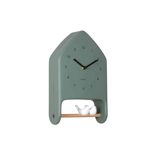 Karlsson wandklok Love Birds - groen - 7.1x20x32cm