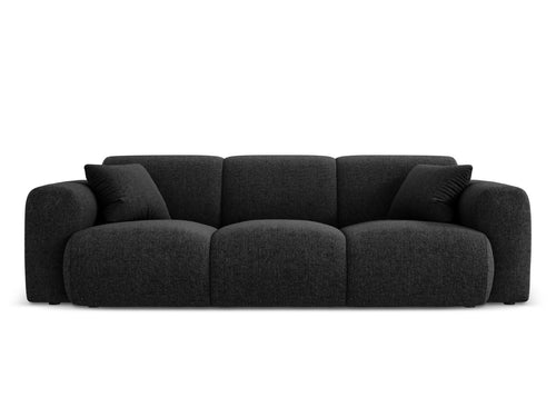 Cosmopolitan Design Bank Nolio 3-zits, chenille, zwart - 95x235x72cm