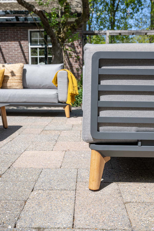 Carmen lounge sofaset - 5-delig - carbon black - aluminium teak look