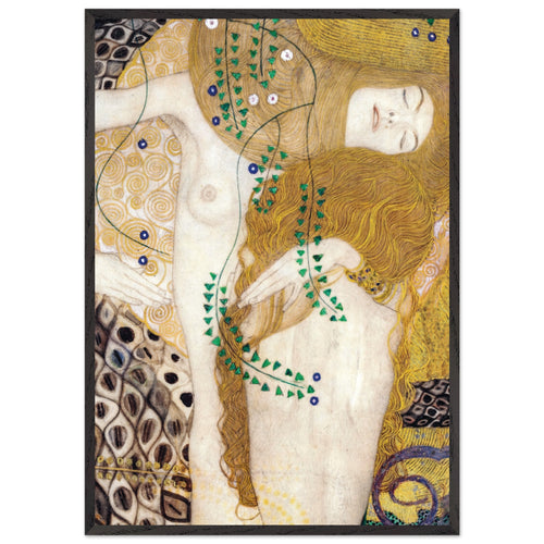 Artfulprints Poster met Lijst Gustav Klimt - Water snakes   - 70x100 cm - Geel