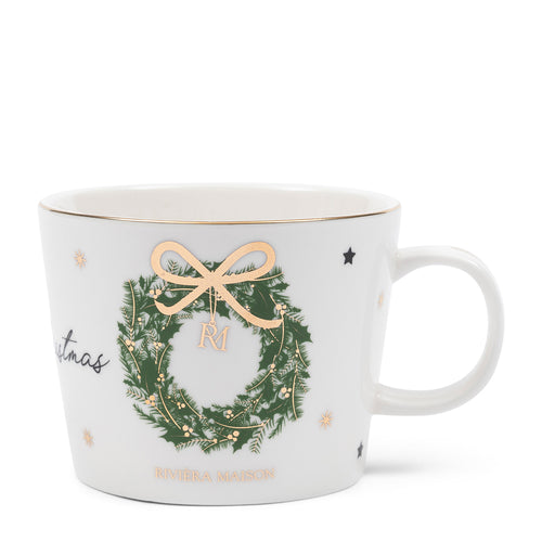 Rivièra Maison We Wish You A Merry Christmas Mug - Porselein - Wit - vtwonen shop