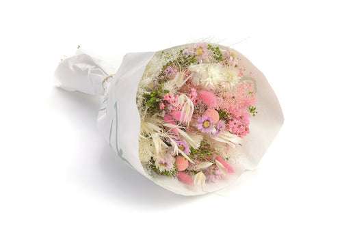 Boeket droogbloemen Farfalla Bianco Rosa | Lengte ± 40 centimeter | Met wit gebleekte en roze droogbloemen - vtwonen shop