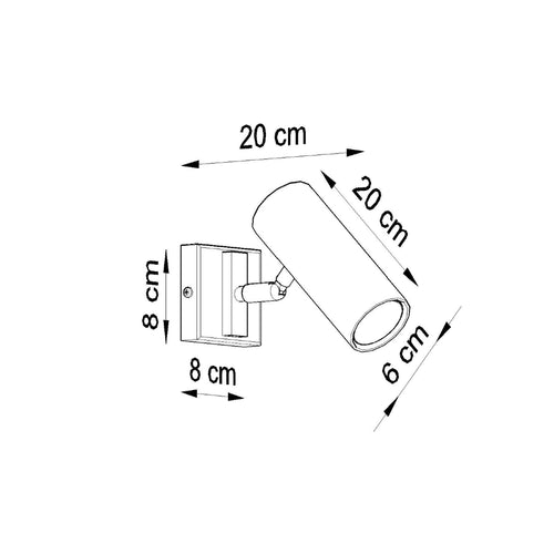 Sollux Lighting Wandlamp DIREZIONE zwart - 8x8x20cm