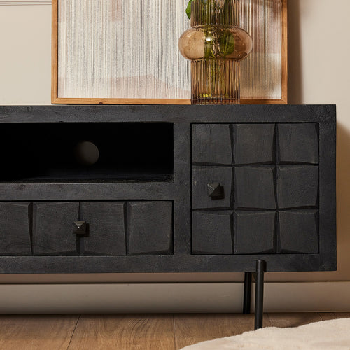 StarFurn Tv-Meubel Brandy - Zwart Mangohout - 120x40x55cm
