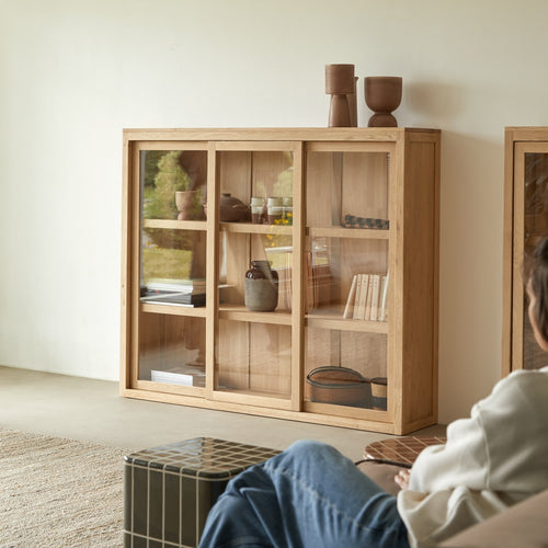 Tikamoon Eikenhouten vitrinekast 160 cm - Naturel