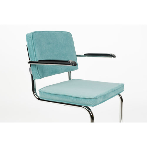 Zuiver Ridge Rib Eetkamerstoelen armleuning Blauw - Set van 2 - vtwonen shop