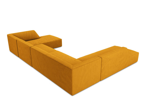 Micadoni - Panoramische hoekbank links "Ruby" 7 zitplaatsen, ribfluwelen, geel - 273x366x69cm