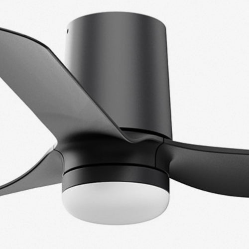 Faro Mini Punt Tub Kleine plafondventilator met 3 bladen, matzwart met licht, 2700 - 4000 - 6000K, Tuya Smart System