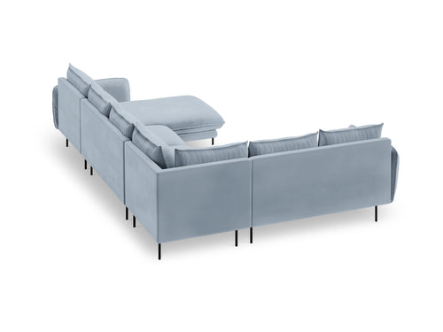 Cosmopolitan Design Panoramische hoekbank links Vienna 7-zits, flueel, lichtblauw - 235x330x95cm
