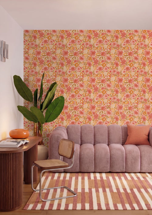ESTAhome behang bloemen roze en groen - 50 x 900 cm - 132195