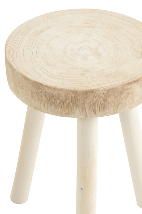 J-Line kruk - hout - wit - 2 stuks