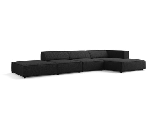 Cosmopolitan Design rechter hoekbank Arendal 5-zits, chenille, zwart - 166x341x70cm