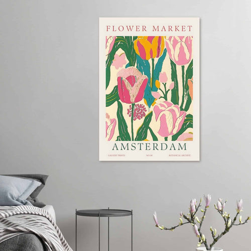 Artfulprints Poster met Lijst Flower market - Amsterdam II   - 50x70 cm - Meerkleurig