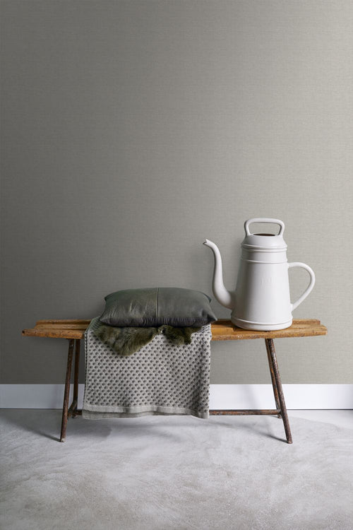 Sanders & Sanders behang linnenstructuur grijs - 53 cm x 10 m - 641048