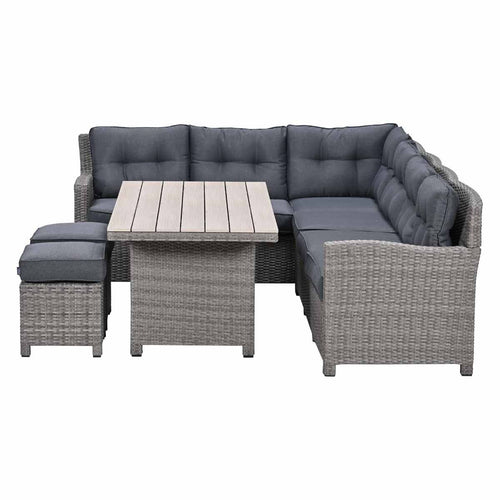 Garden Impressionslounge dining set Jaru 5-delig links - light teak vironwood