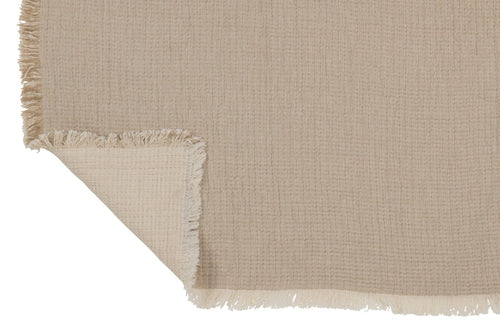 J-Line plaid Franjes Mousseline - katoen - donkerbeige - 130 x 180 cm
