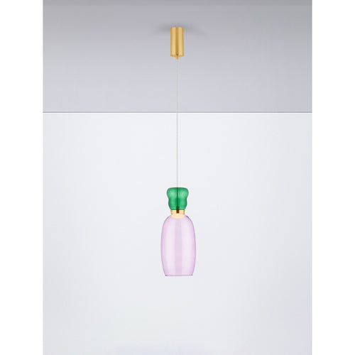 Nova Luce PLUMA Slanke hanglamp voor aan het plafond, glanzend paars met gouden accenten, LED 5W 450lm 3000K