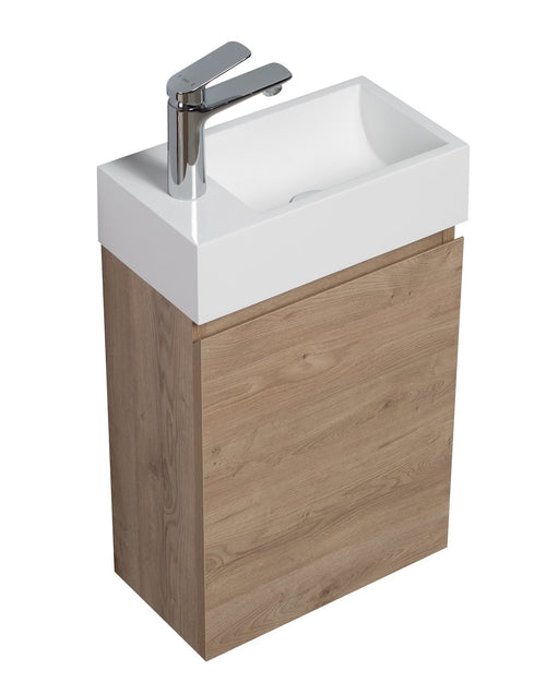 Badplaats Toiletmeubel Angela 40 x 22 cm – Kastanje Eiken – Fonteinmeubel met Wastafel