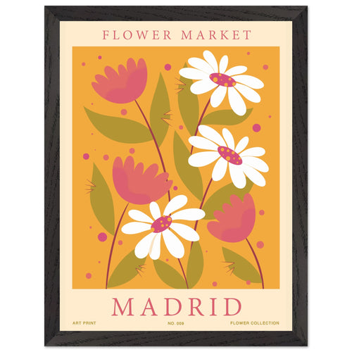 Artfulprints Poster met Lijst Flower market - Madrid   - 30x40 cm - Oranje