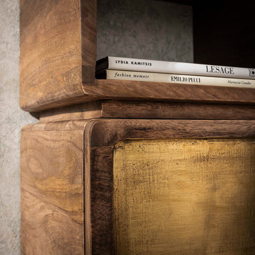 Giga Meubel Nachtkastje Brass XS - Naturel Hout - 30x30x42cm - vtwonen shop
