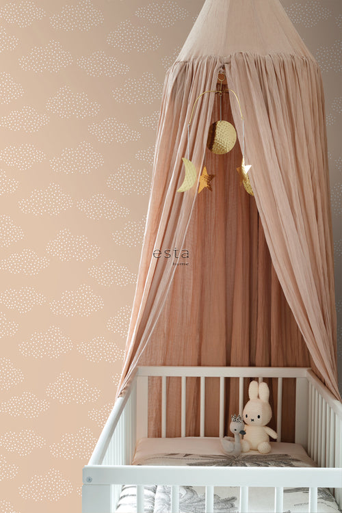 ESTAhome behang wolkjes licht terracotta - 50 x 900 cm - 139518