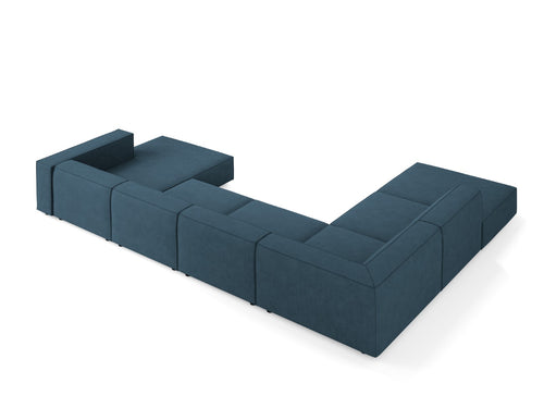 Cosmopolitan Design Panoramische hoekbank links Arendal 7-zits, chenille met ribbeleffect, marineblauw - 262x364x70cm
