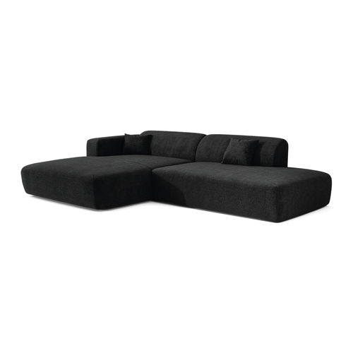 Sia Home - Hoekbanken links MYRA - Fluweel met patroon - Donker antraciet - 300cm - vtwonen shop