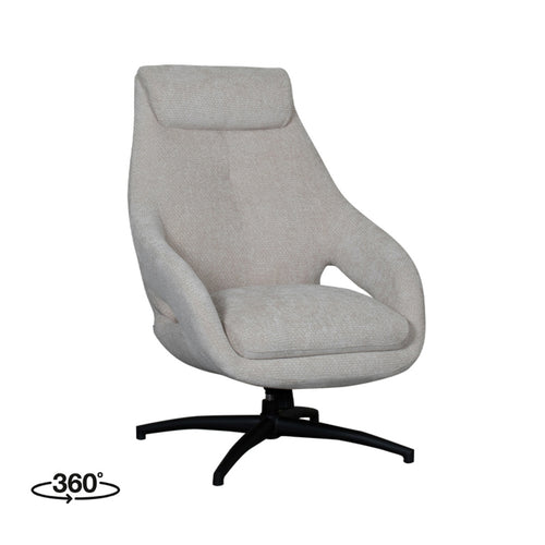 LABEL51 Draaifauteuil Maxwell - Naturel/Zwart - 75x84x108cm