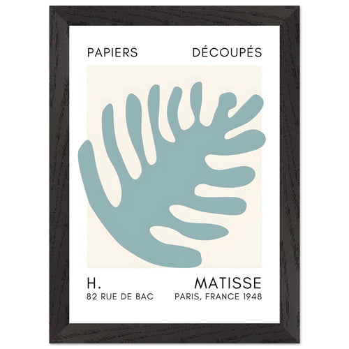 Artfulprints Poster met Lijst Matisse – Coral bloom turquoise   - A4 21x29.7 cm - Turquoise