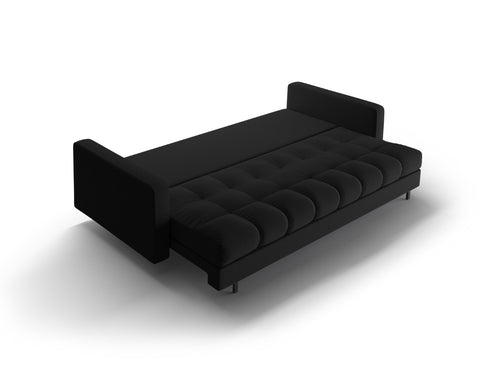 Cosmopolitan Design Slaapbank met opbergdoos Bali 3-zits, structurele stof zwart - 84x222x105cm