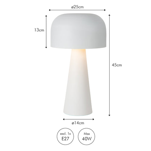 Atmooz tafellamp Mush - wit - Ø 25 x H 45 cm - E27
