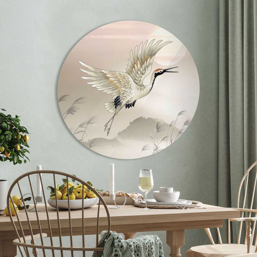 Reinders glasschilderij Kraanvogels in pastel - Ø 70cm