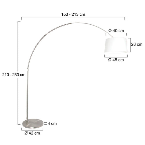 Steinhauer vloerlamp booglamp - 1 lichts - 190x 230 cm - mat chroom wit - vtwonen shop