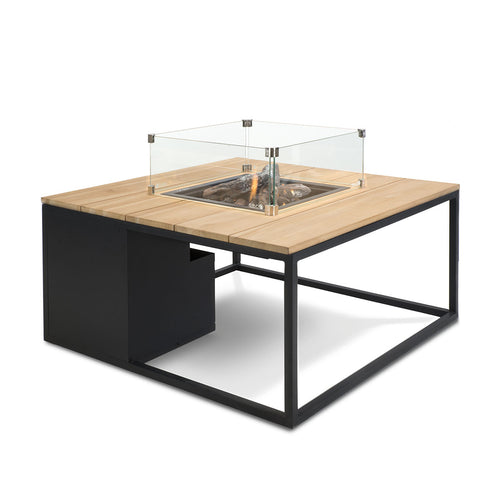 Cosi Fires Cosiloft lounge vuurtafel 100 cm zwart - teak top